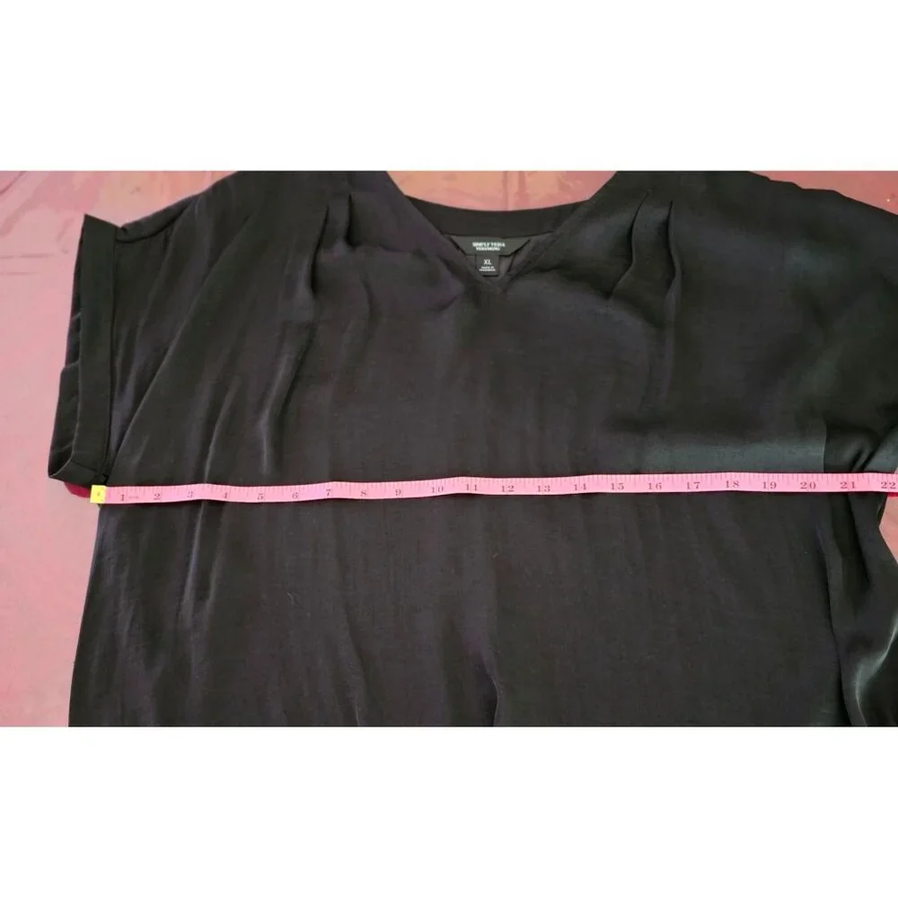 Simply Vera VeraWang Hi-Low V-Neck Short Sleeve Blouse Sz XL Career Office - Picture 6 of 8